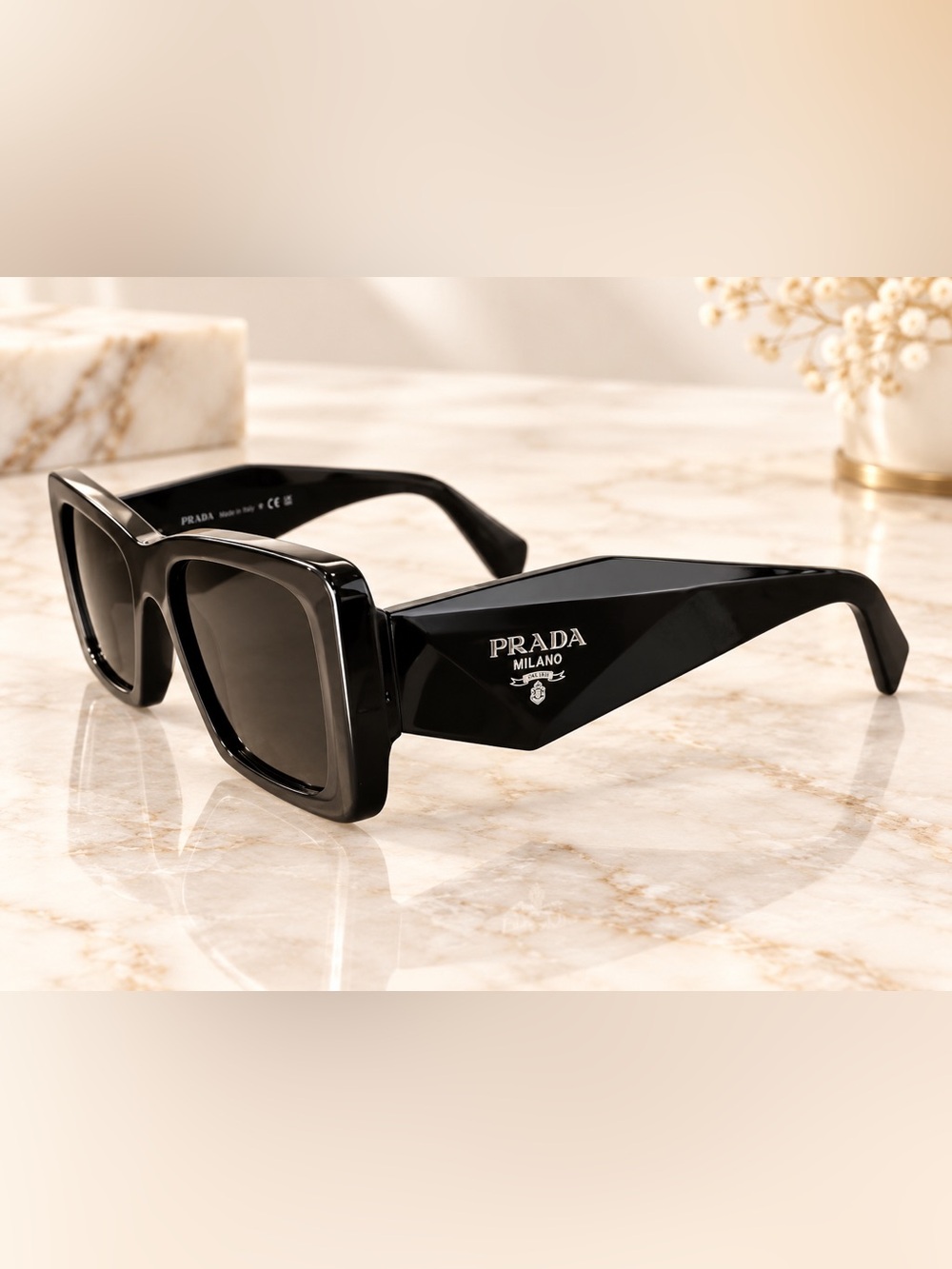 Prada PR 09ZS Black Oversized Sunglasses 54mm